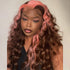 SKunk Stripe Pink & Chocolate Brown Straight Human Hair 13x4 Lace Front Wig