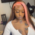 SKunk Stripe Pink & Chocolate Brown Straight Human Hair 13x4 Lace Front Wig