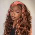 SKunk Stripe Pink & Chocolate Brown Straight Human Hair 13x4 Lace Front Wig