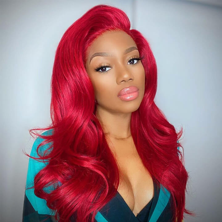 Gorgeous Red Lace Front Wig Body Wave Virgin Human Hair Wigs