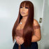 Reddish Brown Straight 13x4 Lace Front Wig With Bangs Glueless Human Hair Wigs