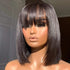 Straight Human Hair Short Bob Wigs With Bangs Human Hair 13x4 lace Front Wigs