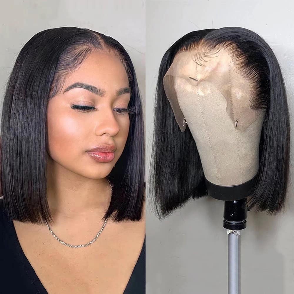 Short Straight Bob Wigs Virgin Human Hair 13x4 Lace Front Wigs With Baby Hair