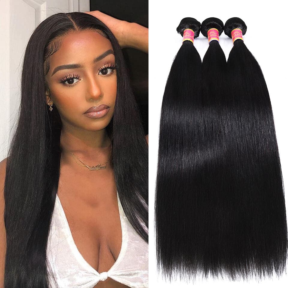 WorldNew Hair Bundles Human Weaves Virgin Straight Brazilian Hair 3 Bundles