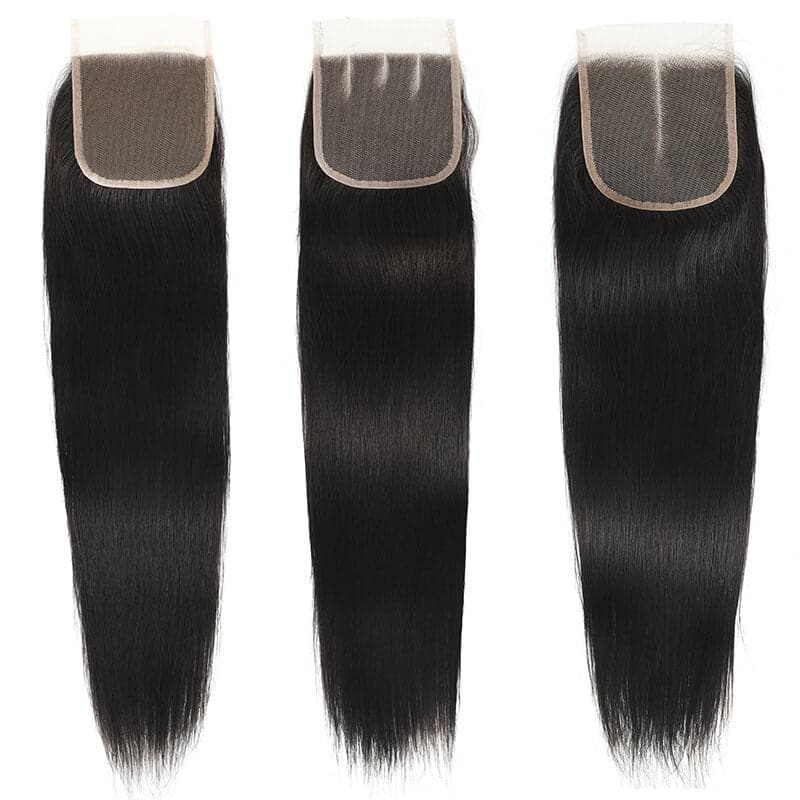 Straight 4x4 Lace Closure Natural Color Non Remy Straight Frontal Closure Free Part