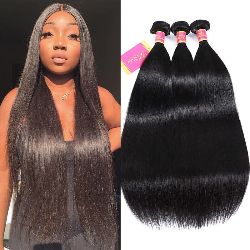 WorldNew Hair Bundles 3 Pcs/pack Hair Brazilian Straight Virgin Hair Weave