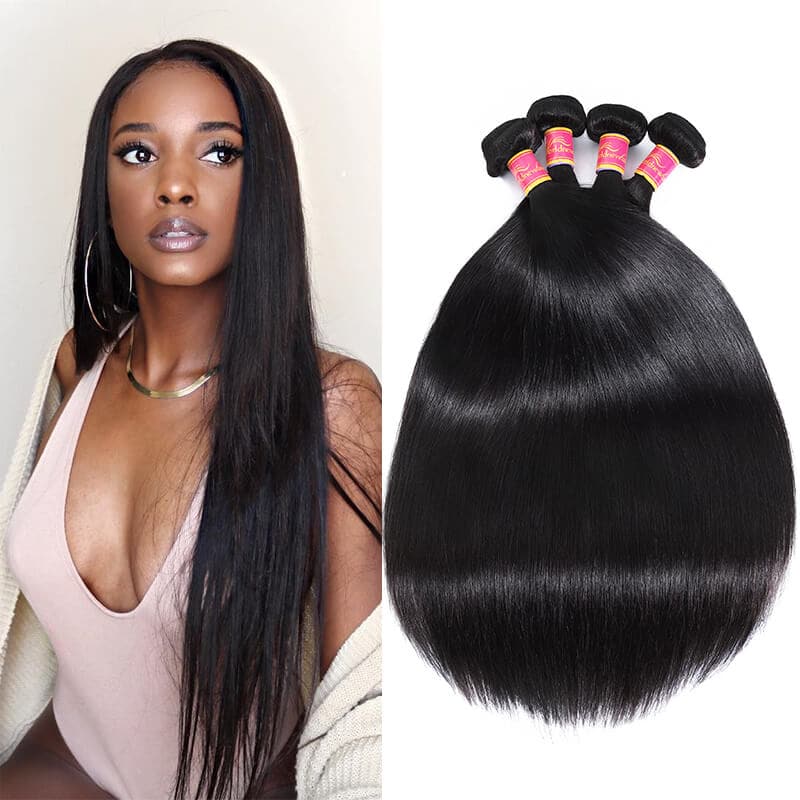 Unprocessed Straight Human Hair 4 Bundles Brazilian Virgin Long Straight Hair Weft