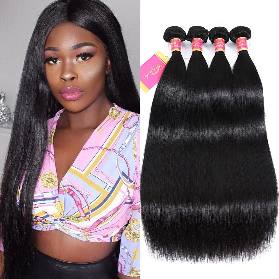 Brazilian Virgin Straight Human Hair Weave 4 Bundles