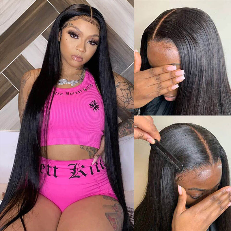 Real HD Glueless Wig 5x5 Lace Closure Wigs Pre Plucked 180% Density