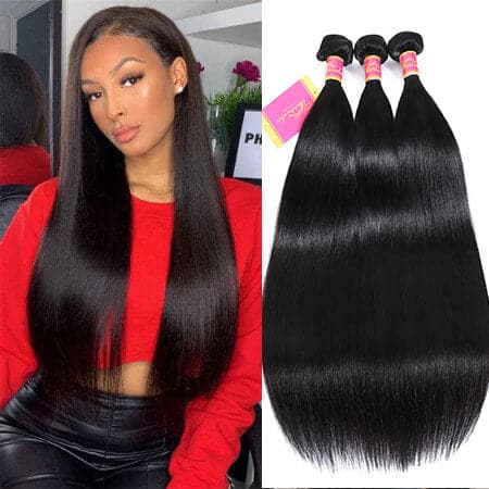 WorldNew Hair 3 Bundles Bone Straight Malaysian Human Hair Weaving