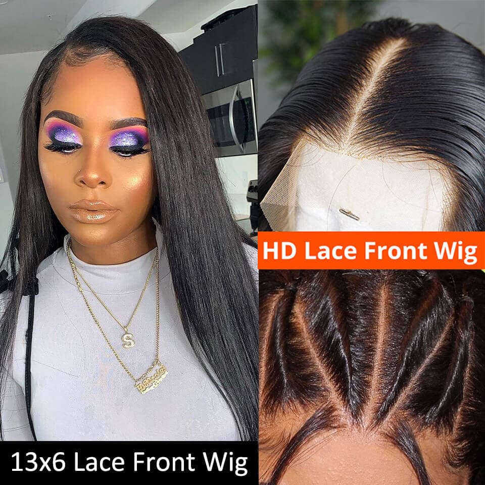 Straight 13x6 HD Lace Front Wig With Baby Hair Human Hair Wigs 250% Density