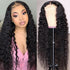 Water Wave T Part Wigs Glueless Human Hair Lace Wigs Natural Black 210% Density