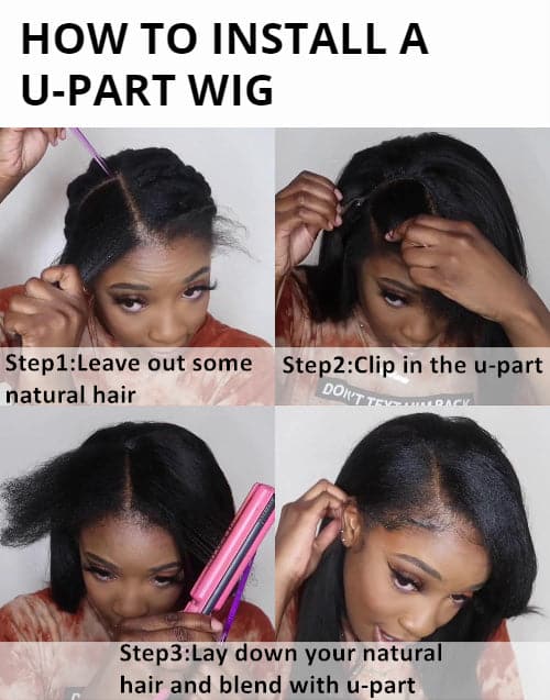 U-Part Wigs Virgin Hair Silky Straight Human Hair Wigs 150% Density