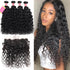 Water Wave Human Virgin Hair 4 Bundles With Lace Frontal Closure