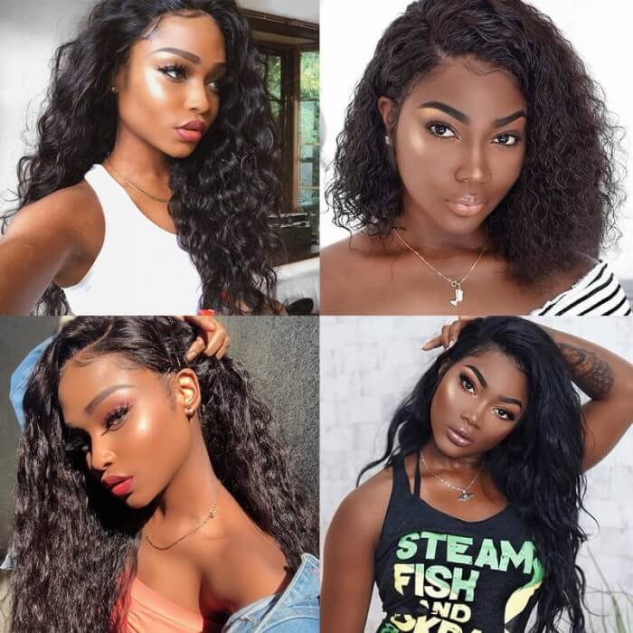 Water Wave Human Hair Bundles With Lace Frontal Brazilian Natural Wave 4pcs