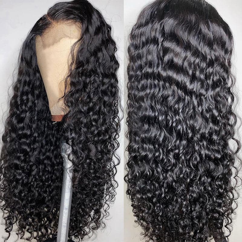 Water Wave 4x4 Lace Wigs Bleached Knots Human Hair Wig For Black Women