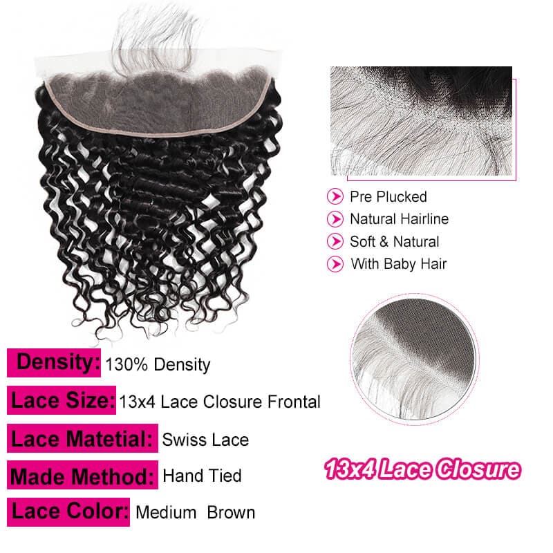 Water Wave Human Virgin Hair 4 Bundles With Lace Frontal Closure