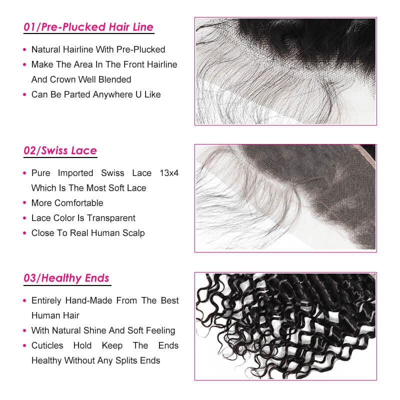 Water Wave Human Hair 13x4 Lace Frontal Closure With Baby Hair Free Part