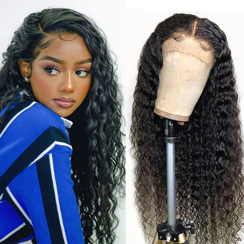 Deep Wave 13x4 Lace Front Wig With Baby Hair High Density Human Hair Wigs