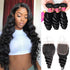 Brazilian Loose Wave Human Hair 3 Bundles with 4x4 Lace Closure