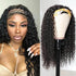 High Quality Headband Wigs Kinky Curly Human Hair Wigs  150% Density Virgin Hair Natural Black