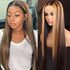 Honey Blonde Transparent Lace Part Wig Straight Highlight Color Human Hair Wig