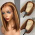 Highlight Honey Blond Lace Front Bob Wigs Shoulder Length Straight Human Hair Wigs