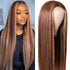 Honey Blonde Highlight Color Straight Hair 4x4 Lace Closure Wigs #427 Human Hair Wigs