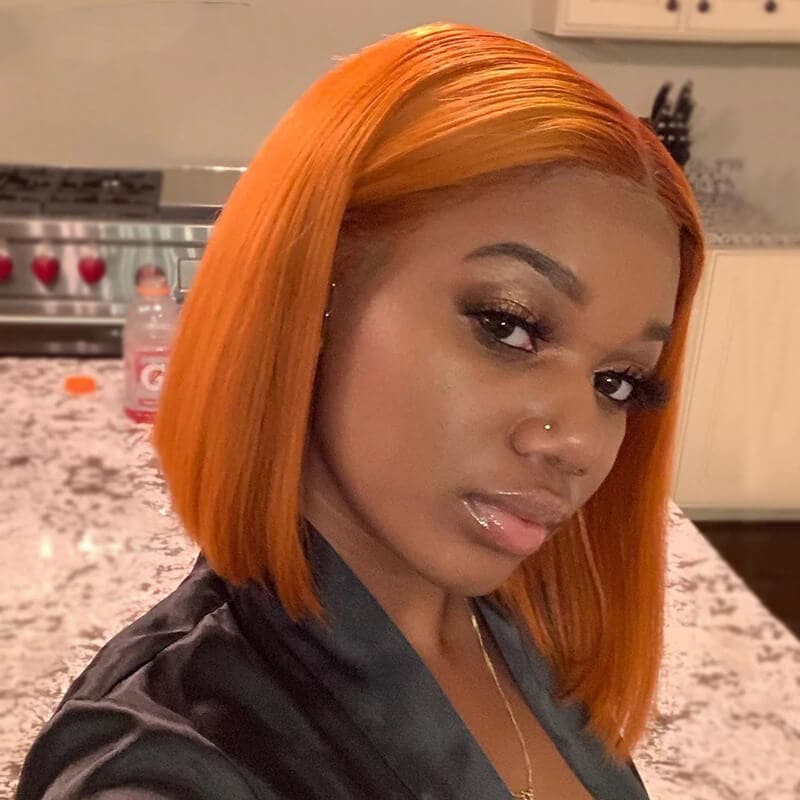 Ginger Orange Color Bob Wigs Straight Hair Lace Front Wigs