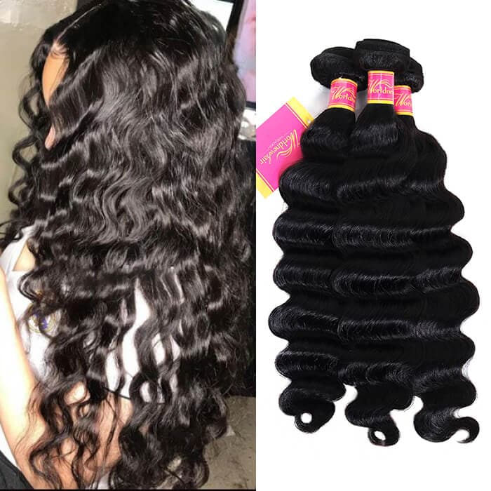 Loose Deep Wave Brazilian Human Virgin Hair Weave 3 Bundles