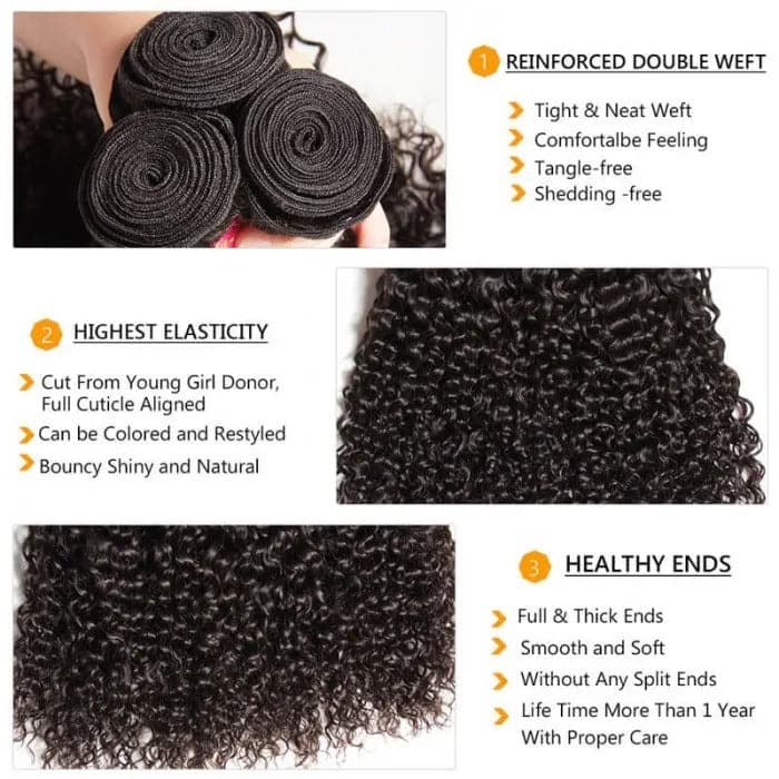 Brazilian Kinky Curly Human Virgin Hair Weaving 3Bundles Deals