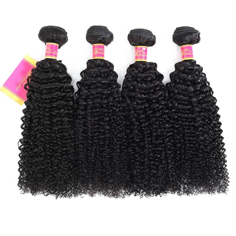 Unprocessed WorldNewHair Kinky Curly 4 Bundles Brazilian Human Virgin Hair Bundles Deal