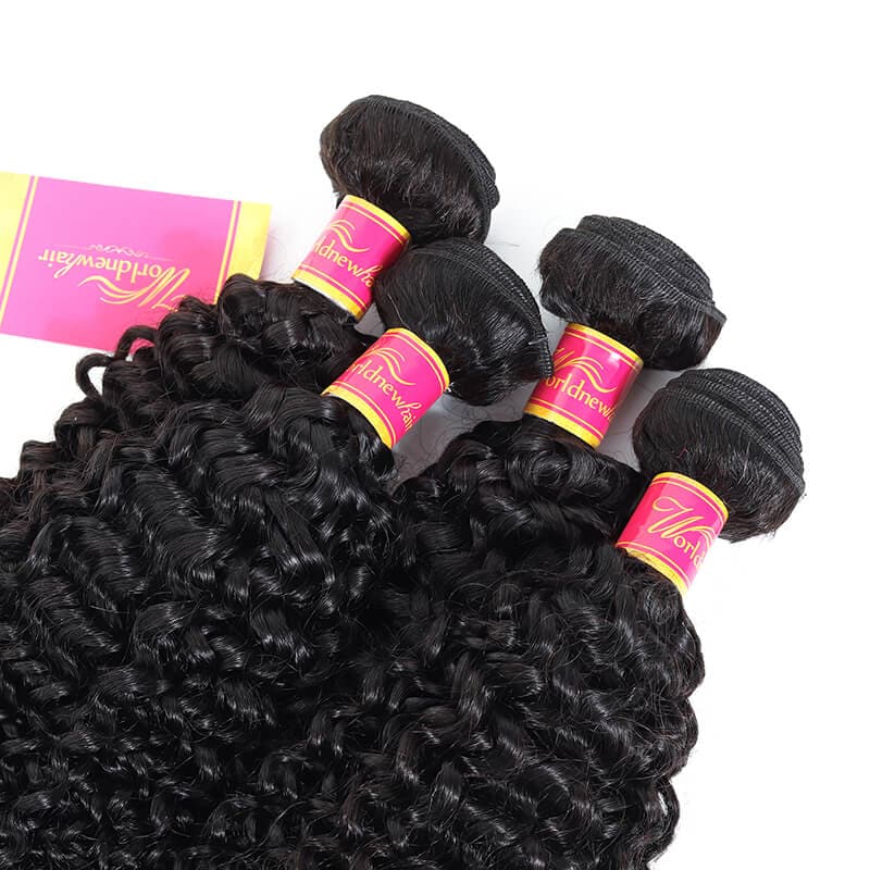 Unprocessed WorldNewHair Kinky Curly 4 Bundles Brazilian Human Virgin Hair Bundles Deal