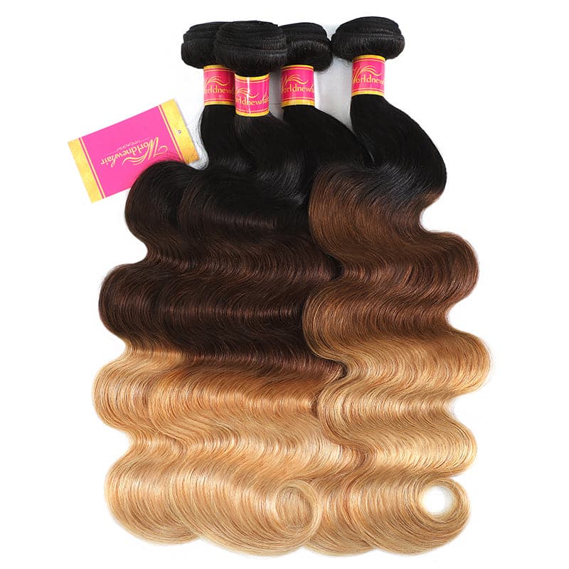 Unprocessed Virgin Hair 4 Bundles Brazilian Ombre Color Body Wave Human Virgin Hair