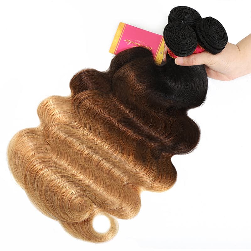 Unprocessed Virgin Hair 4 Bundles Brazilian Ombre Color Body Wave Human Virgin Hair