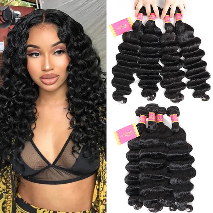 Loose Deep Wave Brazilian Human Virgin Hair Weave 4 Bundles