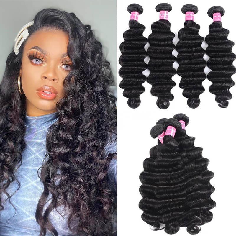 WorldNewHair Brazilian Loose Deep Wave Human Virgin Hair 4 Bundles
