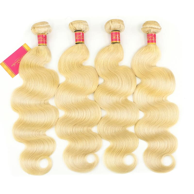 WorldNewHair 613 Blonde Virgin Human Hair Wave 4 Bundles Body Wave Hair Weft