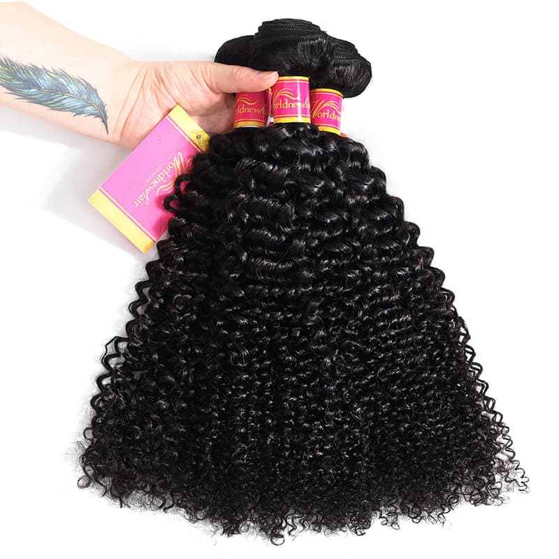 Brazilian Kinky Curly Human Virgin Hair Weaving 3Bundles Deals