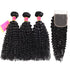 Kinky Curly Hair 3 Bundles With 4*4 Lace Closure Soft Brazilian Human Hair Weft